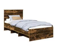 vidaXL Estructura de Cama con cabecera Roble Ahumado 90 x 200 cm, Marco de Cama Rectangular de Madera, Muebles Modernos para Dormitorio, soluciones de sueño duraderas, diseño Minimalista para decorac