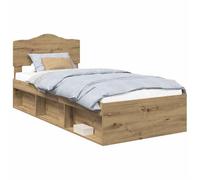 vidaXL Estructura de Cama con cabecera Roble Artesanal 100 x 200 cm, Marco de Cama Moderno, diseño Estiloso, Madera elaborada Duradera, Rectangular para dormitorios contemporáneos