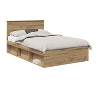 vidaXL Estructura de Cama con cabecera Roble Artesanal 120 x 190 cm, Dormitorio Moderno, Diseño Rectangular con Materiales Duraderos para una Decoración del Hogar Estilosa y Funcional, para Cualquier