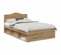 vidaXL Estructura de Cama con cabecera Roble Artesanal 120 x 200 cm, Marco de Cama Moderno, diseño Estiloso, Madera elaborada Duradera, Rectangular para dormitorios contemporáneos