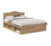 vidaXL Estructura de Cama con cabecera Roble Artesanal 140 x 190 cm, Marco de Cama Moderno, diseño Estiloso, Madera elaborada Duradera, Rectangular para dormitorios contemporáneos