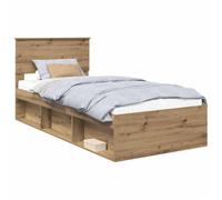 vidaXL Estructura de Cama con cabecera Roble Artesanal 75 x 190 cm, Dormitorio Moderno, Diseño Rectangular con Materiales Duraderos para una Decoración del Hogar Estilosa y Funcional, para Cualquier