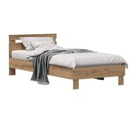 vidaXL Estructura de Cama con cabecera Roble Artesanal 98.5 x 200 cm, Cama Moderna, Marco Rectangular, Madera Duradera, Diseño Minimalista, Ideal para Espacios Urbanos, Muebles de Calidad