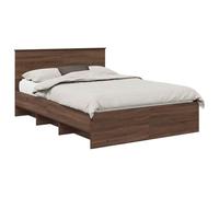 vidaXL Estructura de Cama con cabecera Roble Marrón 140 x 200 cm, Marco de Cama Rectangular de Madera, Muebles Modernos para Dormitorio, soluciones de sueño duraderas, diseño Minimalista para decorac