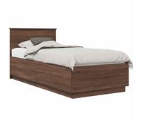 vidaXL Estructura de Cama con cabecera Roble Marrón 70 x 190 cm, Juego de Muebles para Dormitorio Moderno, Diseño Rectangular, Materiales Duraderos, Incluye Puertos USB para Carga Conveniente