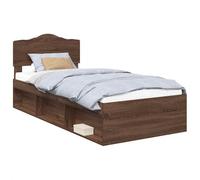 vidaXL Estructura de Cama con cabecera Roble Marrón 75 x 190 cm, Marco de Cama Moderno, diseño Estiloso, Madera elaborada Duradera, Rectangular para dormitorios contemporáneos