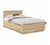 vidaXL Estructura de Cama con cabecera Roble Sonoma 120 x 190 cm, Juego de Muebles para Dormitorio Moderno, Diseño Rectangular, Materiales Duraderos, Incluye Puertos USB para Carga Conveniente