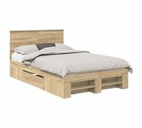 vidaXL Estructura de cama con cabecera Roble Sonoma, estilo moderno, materiales duraderos 137x203 cm