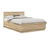 vidaXL Estructura de cama con cabecera Roble Sonoma 150x200 cm, materiales duraderos y puertos USB
