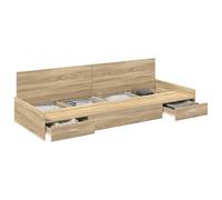 Cama de almacenamiento moderna de 190 x 90 cm, hecha de madera de roble sonoma. Tiene cajones estándar y es fácil de armar. Color marrón, diseño urbano y estiloso, forma rectangular. ¡Es una solución