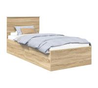 vidaXL Estructura de Cama con cabecera Roble Sonoma 90 x 200 cm, Cama Moderna Elegante, Madera Resistente, Base listonada con Estilo, diseño Minimalista, Dormitorio