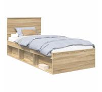 vidaXL Estructura de Cama con cabecera Roble Sonoma 90 x 200 cm, Dormitorio Moderno, Diseño Rectangular con Materiales Duraderos para una Decoración del Hogar Estilosa y Funcional, para Cualquier ESP