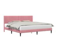 vidaXL Estructura de Cama con cabecera Rosa 200 x 200 cm Terciopelo, Dormitorio Elegante, Marco de Cama Moderno, tapicería de Terciopelo Duradera, Muebles cómodos, soluciones Chic para Interiores