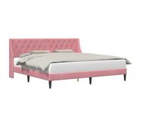 vidaXL Estructura de Cama con cabecera Rosa 200 x 200 cm Terciopelo, Marco de Cama Rectangular Moderno, Acabado en Terciopelo Duradero, Muebles de Dormitorio Cómodos, Diseño Elegante, Ropa de Cama Su