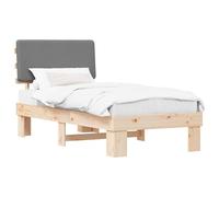 vidaXL Estructura de Cama con Cabecera Tapizada Gris Claro 75 x 190 cm, Dormitorio, Rectangular, Moderno, Muebles Duraderos y Elegantes para Cada Hogar, para Confort y Funcionalidad, Ecológico