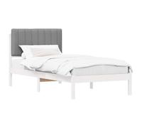 vidaXL Estructura de Cama con Cabecera Tapizada Gris Claro 90 x 190 cm, Dormitorio, Rectangular, Moderno, Duradero, Diseño Elegante para Espacios contemporáneos, Comodidad se Encuentra con funcionali
