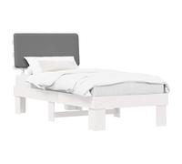 vidaXL Estructura de Cama con Cabecera Tapizada Gris Claro 90 x 200 cm, Dormitorio, Rectangular, Moderno, Muebles Duraderos y Elegantes para Cada Hogar, para Confort y Funcionalidad, Ecológico