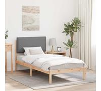 vidaXL Estructura de Cama con Cabecera Tapizada Gris Claro 90 x 200 cm, Dormitorio, Rectangular, Muebles Modernos y duraderos para la Vida Actual, diseño Estiloso, cómodo, disposición versátil