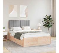 vidaXL Estructura de Cama con Cabecera Tapizada Gris Claro, Cama Moderna de Pino, Marco Rectangular con cabecera tapizada, Mueble Minimalista fácil de armar