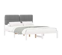 vidaXL Estructura de Cama con Cabecera Tapizada Gris Claro, Dormitorio, Rectangular, Mueble Moderno, Duradero, Estilo Espacioso, Comodidad acogedora y Diseño Elegante