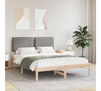 vidaXL Estructura de Cama con Cabecera Tapizada Gris Claro, Dormitorio, Rectangular, Muebles Modernos y duraderos para la Vida Actual, diseño Estiloso, cómodo, disposición versátil