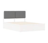 vidaXL Estructura de Cama con Cabecera Tapizada Gris Oscuro, Cama Moderna, Marco de Madera Rectangular, Pino Duradero, cabecero tapizado, diseño Minimalista para Dormitorio, Muebles Sencillos