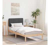 vidaXL Estructura de Cama con Cabecera Tapizada Gris Oscuro, Dormitorio, Rectangular, Mueble Moderno, Duradero, Estilo Espacioso, Comodidad acogedora y Diseño Elegante