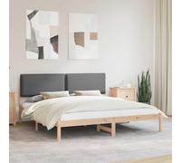 vidaXL Estructura de Cama con Cabecera Tapizada Gris Oscuro, Dormitorio, Rectangular, Muebles Modernos y duraderos para la Vida Actual, diseño Estiloso, cómodo, disposición versátil