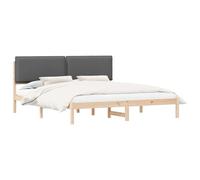 vidaXL Estructura de Cama con Cabecera Tapizada Gris Oscuro, Dormitorio, Rectangular, Muebles Modernos y duraderos para la Vida Actual, diseño Estiloso, cómodo, disposición versátil