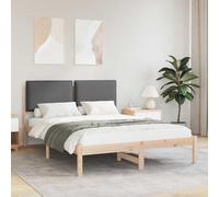 vidaXL Estructura de Cama con Cabecera Tapizada Gris Oscuro, Dormitorio, Rectangular, Muebles Modernos y duraderos para la Vida Actual, diseño Estiloso, cómodo, disposición versátil