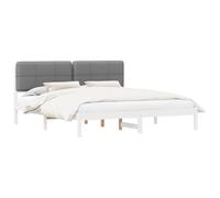 vidaXL Estructura de Cama con Cabecera Tapizada Gris Oscuro, Marco de Cama Rectangular Moderno, cabecera tapizada, Mueble Minimalista, Set de Plataforma de Madera Chic