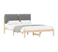 vidaXL Estructura de Cama con Cabecera Tapizada Marrón y Gris Claro, Cama Moderna, diseño Rectangular, Marco Robusto, Espacio Acogedor, cabecero tapizado, Madera de Pino, Minimalista