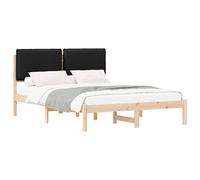 vidaXL Estructura de Cama con Cabecera Tapizada Negro 150 x 200 cm, Dormitorio, Rectangular, Muebles Modernos y duraderos para la Vida Actual, diseño Estiloso, cómodo, disposición versátil