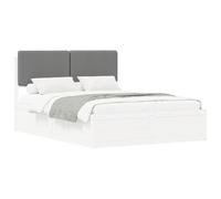 vidaXL Estructura de Cama con Cabecera Tapizada Taupé 135 x 190 cm, Cama Moderna, Marco de Madera Rectangular, Pino Duradero, cabecero tapizado, diseño Minimalista para Dormitorio, Muebles Sencillos