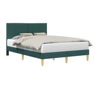 vidaXL Estructura de Cama con cabecera Verde Oscuro 140 x 200 cm Tela, Marco de Cama Moderno, diseño Rectangular, Elegante mobiliario para el hogar, instalación tapizada Chic, solución de sueño con e