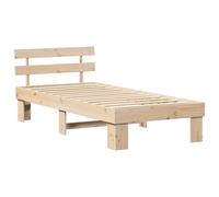 vidaXL Estructura de Cama con Cabecero 75X190 cm de Madera Sólida de Pino Diseño Moderno Sin Boxspring Necesario Estable Duradero Plataforma para Adultos Individual Ahorra Espacio Minimalista