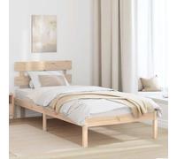 vidaXL Estructura de Cama con Cabecero 80X200 cm Madera Maciza de Pino para Dormitorio Minimalista Duradera Fácil Montaje Sin Somier. Plataforma Individual Marrón Adulto 80 X 200