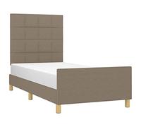 vidaXL Estructura de Cama con Cabecero Acolchada Tapizada Dormitorio Somier Cabezal Soporte Base Mueble Patas Colchón de Tela Gris Taupe 90x190 cm
