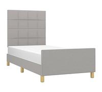 vidaXL Estructura de Cama con Cabecero Acolchada Tapizada Dormitorio Somier Cabezal Soporte Base Mueble Patas Colchón de Tela Gris Claro 90x190 cm