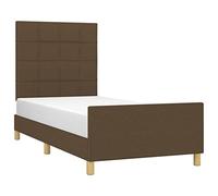 vidaXL Estructura de Cama con Cabecero Acolchada Tapizada Dormitorio Somier Cabezal Soporte Base Mueble Patas Colchón de Tela Marrón Oscuro 90x190 cm