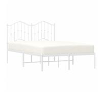 vidaXL Estructura de Cama con Cabecero, Armazón Marco de Cama, Cama de Invitados, Somier para Dormitorio Hogar, Metal Blanca 120x190 cm