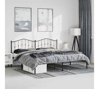 vidaXL Estructura de Cama con Cabecero, Armazón Marco de Cama, Cama de Invitados, Somier para Dormitorio Hogar, Metal Negro 193x203 cm