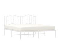 vidaXL Estructura de Cama con Cabecero, Armazón Marco de Cama, Cama de Invitados, Somier para Dormitorio Hogar, Metal Blanca 160x200 cm