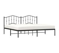 vidaXL Estructura de Cama con Cabecero, Armazón Marco de Cama, Cama de Invitados, Somier para Dormitorio Hogar, Metal Negro 193x203 cm