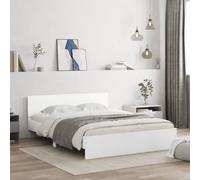 vidaXL Estructura de Cama con cabecero Blanca 140x190 cm, Cama, Cama de Matrimonio, Muebles de Dormitorio, Cama Doble, somier, Cama de Invitados