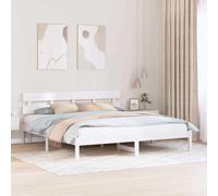 vidaXL Estructura de Cama con Cabecero Blanca 180x200 cm Madera Maciza de Pino