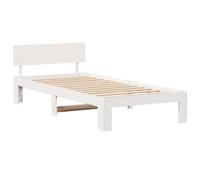 vidaXL Estructura de cama con cabecero blanco, 75 x 190 cm, madera maciza de pino
