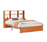 vidaXL Estructura de Cama con Cabecero de Almacenamiento Marrón Cera, Muebles de Dormitorio Elegantes, Marco de Cama Moderno con estantes, Estructura de Pino Duradera, solución de sueño Minimalista c