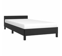 vidaXL Estructura de Cama con Cabecero Dormitorio Marco Base Soporte Tapizada Adorno Decoración Habitación Cuero Sintético Negro 100x200cm