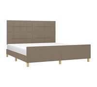 vidaXL Estructura de Cama con Cabecero Dormitorio Mueble Marco Somier Adorno Decoración Soporte Habitación Hogar Tela Gris Taupe 180x200 cm